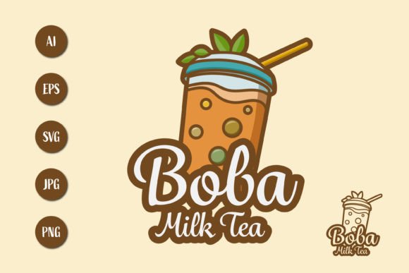 Bubble Milk Tea Fresh Drink Logo