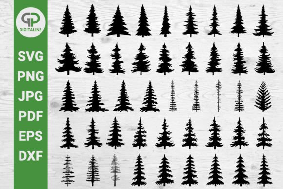 Pine Trees Bundle SVG, Silhouettes SVG 1